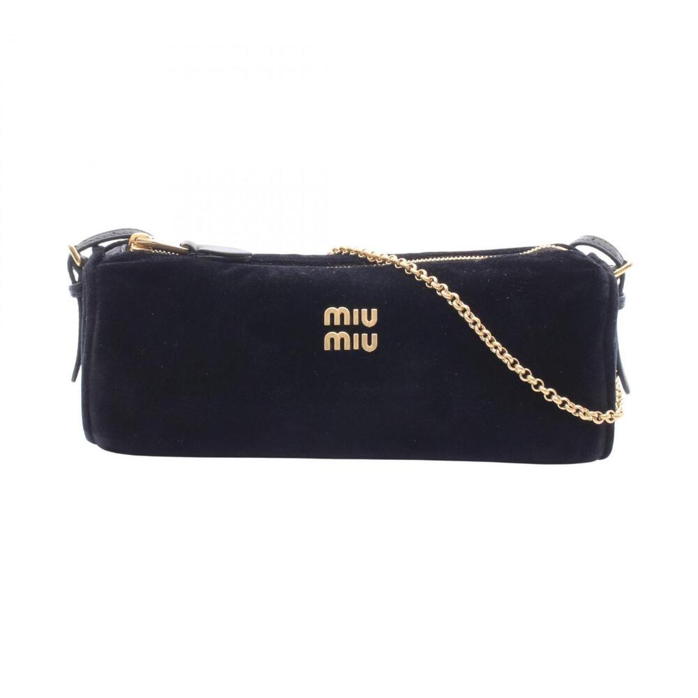 Miu Miu Miu handbag, fabric and leather, women's, black, 5NE851